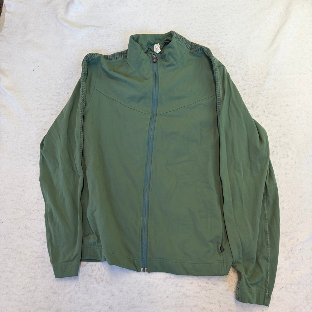 Lululemon Athletica Track Jacket Mens 2XL Green Full Zip Textured Trim